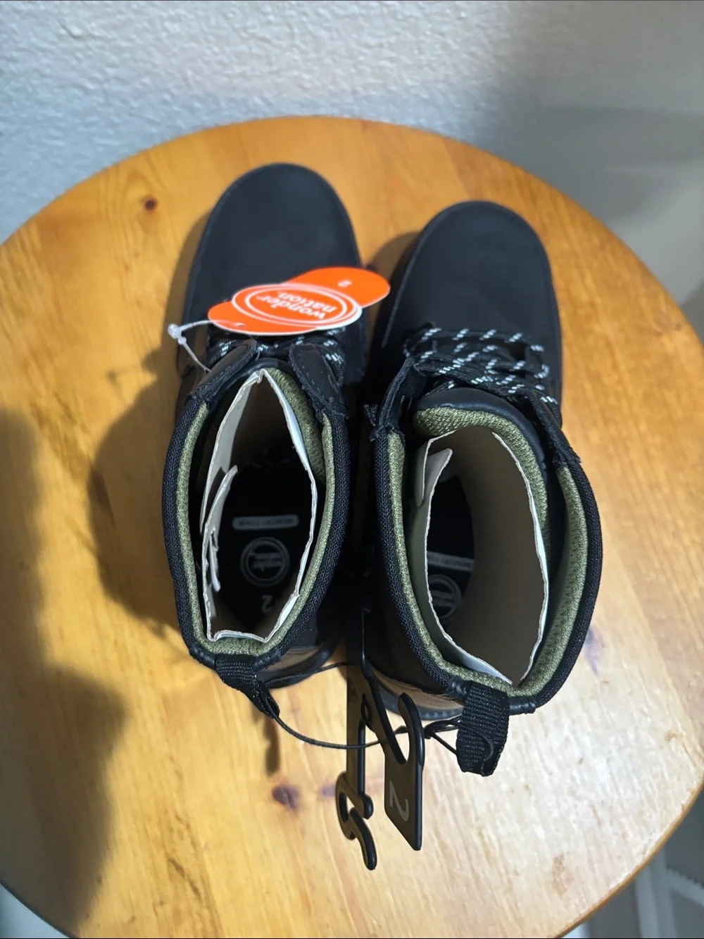 wonder nation Black Girls Lace-Up Utility Boots 2 NWT